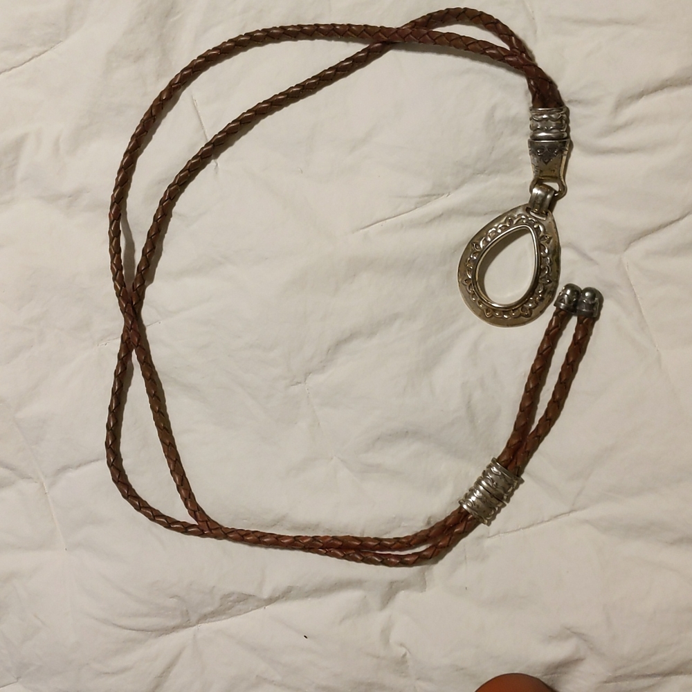 Western style brown braided adjustable belt